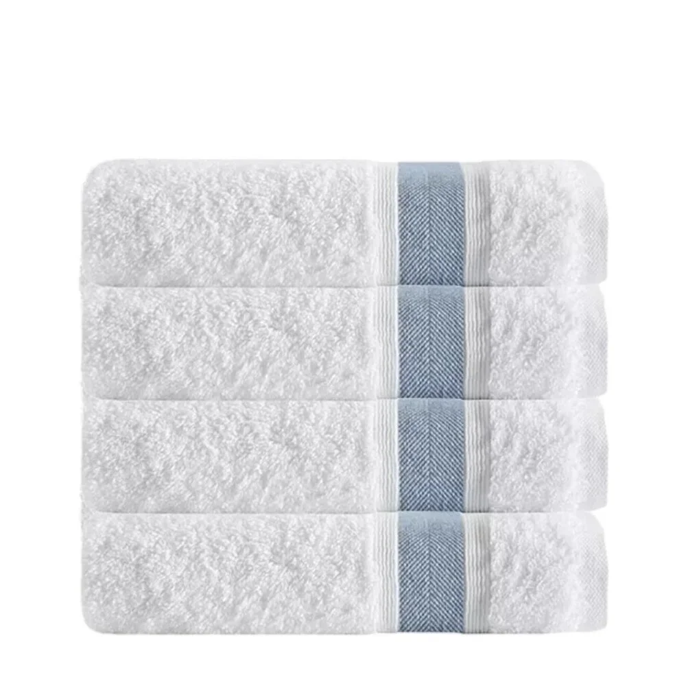 DEPERA HOME Unique 4 Pack Turkish Cotton Wash Towels In Blue/White - Size 12X12‎